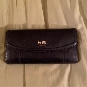Coach black leather trifold wallet
